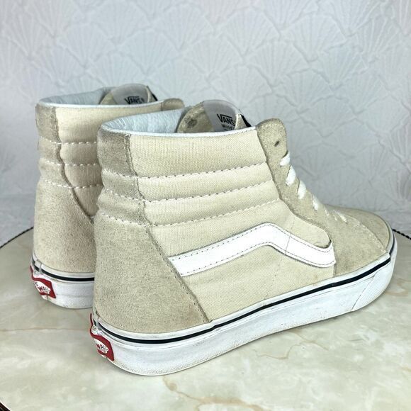 Vans Off The Wall Skateboard Athletic Sneakers 7.5 Cream Suede Hi Top Skate Shoe - Picture 8 of 11